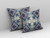 20" X 20" Blue And Off White Floral Blown Seam Suede Throw Pillow