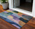 3' X 5' Blue Purple And Green Abstract Washable Indoor Outdoor Area Rug