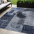 5' X 8' Navy Blue Gray And Charcoal Geometric Washable Indoor Outdoor Area Rug