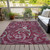 3' X 5' Red Gray And Silver Floral Washable Indoor Outdoor Area Rug
