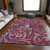 3' X 5' Red Gray And Silver Floral Washable Indoor Outdoor Area Rug