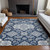 3' X 5' Blue Ivory And Gray Medallion Washable Indoor Outdoor Area Rug