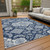 3' X 5' Blue Ivory And Gray Medallion Washable Indoor Outdoor Area Rug