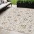 5' X 8' Ivory Brown And Coral Floral Washable Indoor Outdoor Area Rug