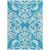 5' X 8' Turquoise And Ivory Damask Washable Indoor Outdoor Area Rug