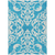 5' X 8' Turquoise And Ivory Damask Washable Indoor Outdoor Area Rug