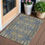 3' X 5' Blue Taupe And Beige Moroccan Washable Indoor Outdoor Area Rug