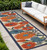10' Ivory Blue And Orange Floral Indoor Outdoor Runner Rug
