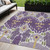 5' X 8' Purple Lavender And Gold Ikat Washable Indoor Outdoor Area Rug