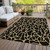 3' X 5' Black And Gold Geometric Washable Indoor Outdoor Area Rug