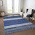 3' X 5' Navy Blue Sky Blue And Charcoal Abstract Washable Indoor Outdoor Area Rug