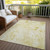 3' X 5' Gold Wheat And Ivory Floral Washable Indoor Outdoor Area Rug