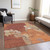 3' X 5' Orange And Burnt Orange Abstract Washable Indoor Outdoor Area Rug