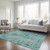 5' X 8' Teal Blue And Gray Geometric Washable Indoor Outdoor Area Rug
