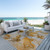 5' X 8' Orange and Ivory Abstract Washable Indoor Outdoor Area Rug