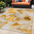 5' X 8' Orange and Ivory Abstract Washable Indoor Outdoor Area Rug