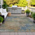 5' X 8' Denim Blue Beige And Copper Abstract Washable Indoor Outdoor Area Rug
