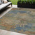 5' X 8' Denim Blue Beige And Copper Abstract Washable Indoor Outdoor Area Rug