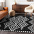 5' X 8' Black And Ivory Geometric Washable Indoor Outdoor Area Rug - Black, Ivory