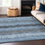 5' X 8' Blue Black And Gray Striped Washable Indoor Outdoor Area Rug