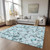 5' X 8' Teal Floral Washable Non Skid Indoor Outdoor Area Rug