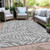 5' X 8' Gray And Light Gray Floral Washable Indoor Outdoor Area Rug