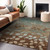 5' X 8' Brown And Teal Blue Floral Washable Indoor Outdoor Area Rug