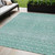 5' X 8' Aqua Teal Blue And Ivory Tribal Washable Indoor Outdoor Area Rug