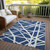 3' X 5' Navy Blue And Ivory Geometric Washable Indoor Outdoor Area Rug - 608219103453