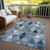 3' X 5' Denim Blue And Sky Blue Geometric Washable Indoor Outdoor Area Rug - 608219246877