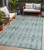 5' X 8' Teal Geometric Washable Non Skid Indoor Outdoor Area Rug - Teal Blue