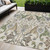 5' X 8' Ivory Green And Brown Floral Washable Indoor Outdoor Area Rug - Ivory, Green, Brown
