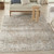 7' X 9' Beige Oriental Power Loom Washable Area Rug