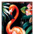 36" Black And Coral Solid Wood Flamingo Porch Sign