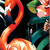 36" Black And Coral Solid Wood Flamingo Porch Sign
