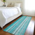 8' Runner Teal and Gray Striped Washable Non Skid Indoor Outdoor Runner Rug