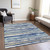 3' X 5' Navy Blue Beige And Ivory Striped Washable Indoor Outdoor Area Rug