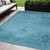 5' X 8' Denim Blue And Navy Blue Oriental Washable Indoor Outdoor Area Rug