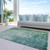 5' X 8' Emerald Abstract Washable Indoor Outdoor Area Rug