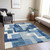 3' X 5' Navy Blue And Sky Blue Abstract Washable Indoor Outdoor Area Rug Transitional Style - Navy Blue, Sky Blue Color