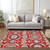 5' X 8' Red Beige And Navy Blue Floral Washable Indoor Outdoor Area Rug