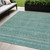 5' X 8' Teal Blue And Beige Striped Washable Indoor Outdoor Area Rug - Teal Blue, Beige