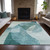 3' X 5' Teal Blue And Ivory Abstract Washable Indoor Outdoor Area Rug - Teal Blue, Ivory