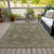 3' X 5' Olive Green And Rust Floral Washable Indoor Outdoor Area Rug