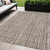 5' X 8' Brown And Ivory Striped Washable Indoor Outdoor Area Rug