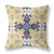 16" X 16" Yellow And Blue Floral Blown Seam Suede Throw Pillow