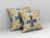16" X 16" Yellow And Blue Floral Blown Seam Suede Throw Pillow