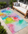 8' Runner Blue Abstract Washable Non Skid Indoor Outdoor Runner Rug Transitional Style - Blue Color