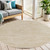 6' Ivory And Gold Round Abstract Indoor Outdoor Area Rug