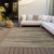 3' X 5' Taupe Copper And Green Striped Washable Indoor Outdoor Area Rug